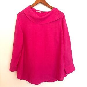 Soft Surroundings Pink 3/4 Sleeve Sailor Collar Blouse Top Size Large